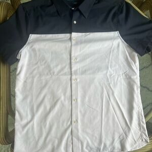 Perry Ellis Black and White Casual Button Down Shirt